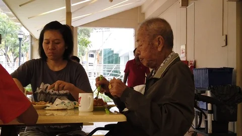 Enjoying breakfast Stock Footage 105554939