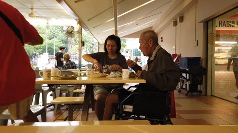 Enjoying breakfast Stock Footage 105555026