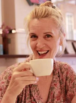 Enjoying coffee Stock Photos