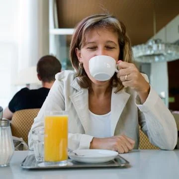 Enjoying a cup of coffee Stock Photos
