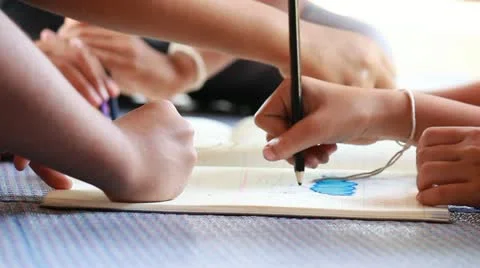 Enjoying to Drawing Stock Footage 20438183