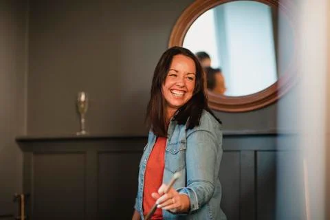 Enjoying a Game of Pool Stock Photos