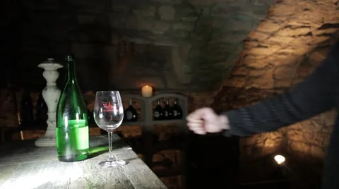 Enjoying a glass of white wine in authentic atmosphere Stock Footage 47282425