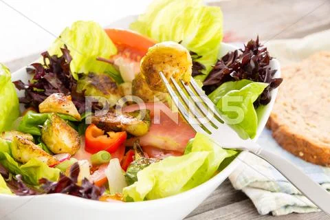 Enjoying a healthy vegetarian meal Stock Photos