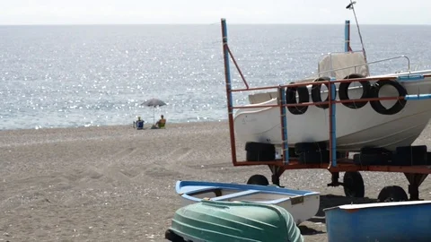 Enjoying a nice day at the beach Stock Footage 121089554