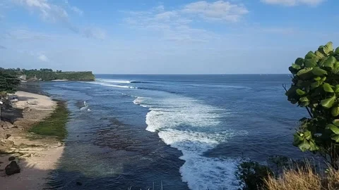 Enjoying the ocean view at Balangan beach, Bali. Video stock 314596802