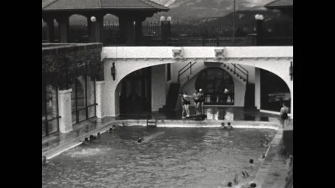 Enjoying the Pool 1937 Stock Footage 201549538