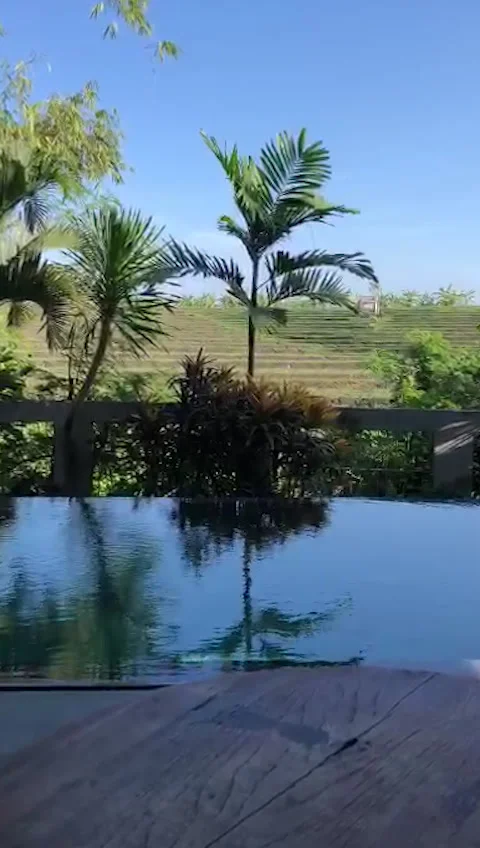 Enjoying Pool Side Tabel Vertical SD Stock Footage 179627464