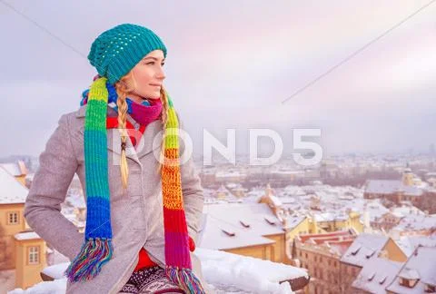 Enjoying Prague cityscape Stock Photos