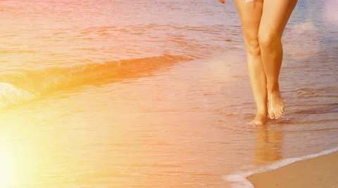 Enjoying the sea beach Stock Footage 43979757