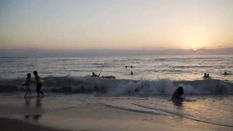Enjoying summer time at the beach Stock Footage 79228498