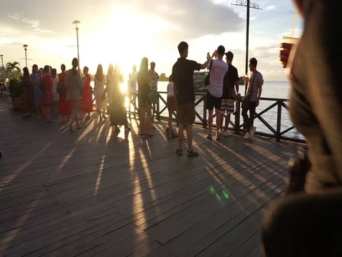 Enjoying sunset Stock Footage 121653232