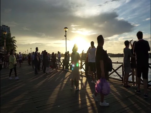 Enjoying sunset Stock Footage 121653845