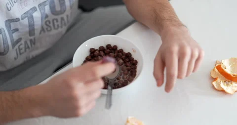 Enjoying a sweet breakfast Stock Footage 320322887