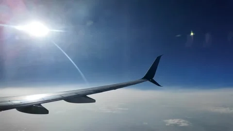 Enjoying the View From an Airplane Wing While Flying to Las Vegas Stock Footage 303358913