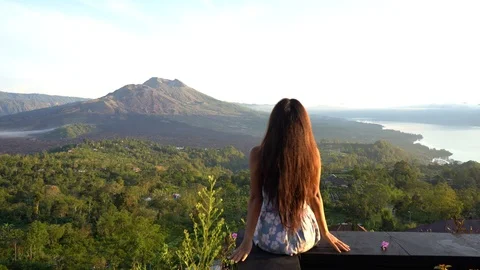 Enjoying view sunrise Stock Footage 125852651