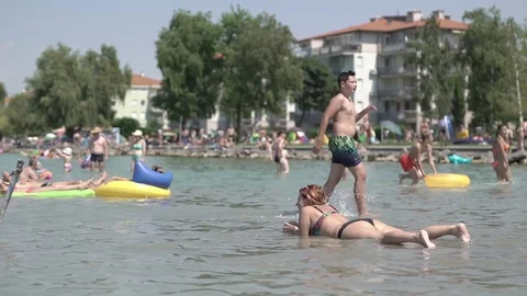 Enjoying the water Stock Footage 77961478