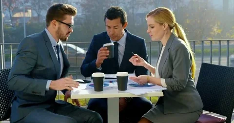 Enjoying While Working On The Coffee Break In Early Morning Stock Footage 69242391