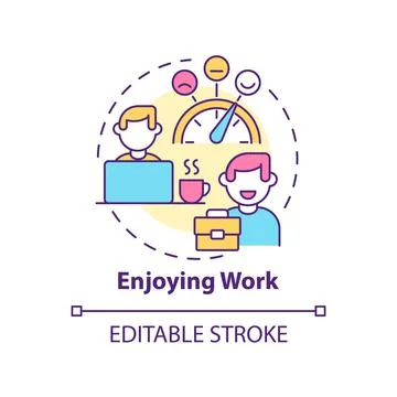 Enjoying work concept icon Stock Illustration