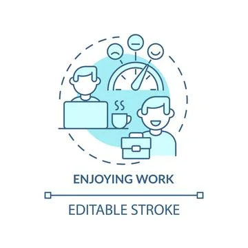 Enjoying work turquoise concept icon Stock Illustration