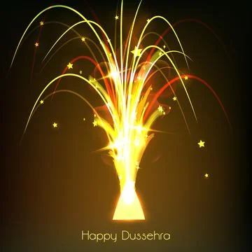 Enjoyment of Dussehra celebration with light of cracker. Stock Illustration