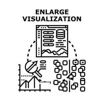 Enlarge data visualization and analysis concept icon Stock Illustration
