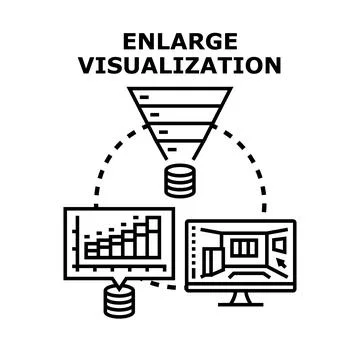 Enlarge data visualization process in business analysis 库存插图