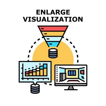 Enlarge data visualization process in business analysis Stock Illustration