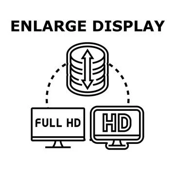 Enlarge display concept for screen resolution settings Stock Illustration