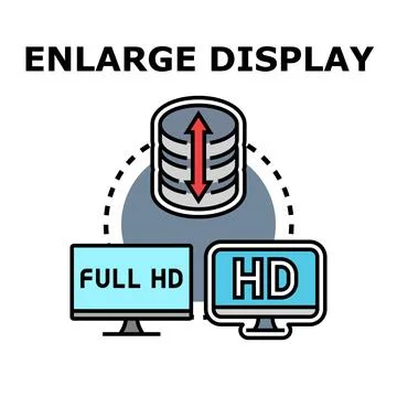 Enlarge display concept for screen resolution settings Stock Illustration