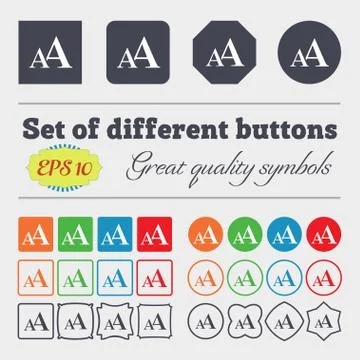 Enlarge font, AA icon sign. Big set of colorful, diverse, high-quality button Stock Illustration