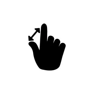 Enlarge Gesture, Hand Zoom Solid Flat Vector Icon Isolated on White Backgroun Stock Illustration