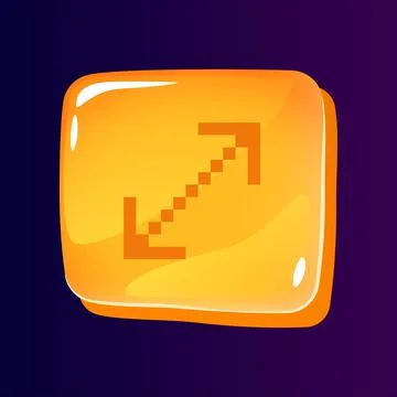 Enlarge glossy ui button with pixelated icon Illustrazione stock