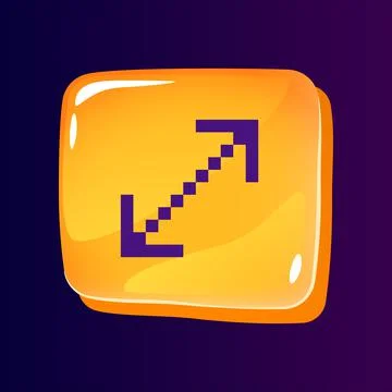 Enlarge glossy ui button with pixelated color icon Illustrazione stock