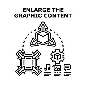 Enlarge graphic content concept digital transformation Stock Illustration