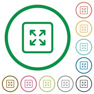 Enlarge object flat icons with outlines Stock Illustration