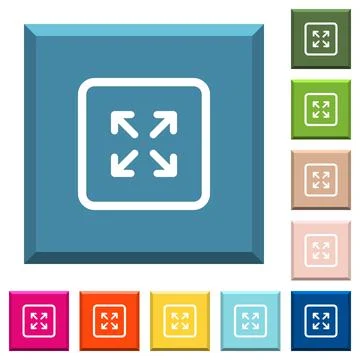 Enlarge object white icons on edged square buttons 스톡 일러스트