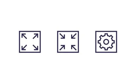 Enlarge, reduce and settings, line icons Stock Illustration