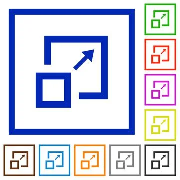 Enlarge window flat framed icons Stock Illustration