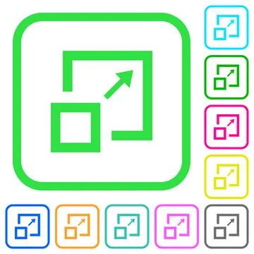 Enlarge window vivid colored flat icons Illustrazione stock