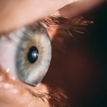 Enlarged image of an eye iris made with a slit lamp Stock Photos