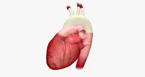 The enlarged portion of the aortic arch is replaced with a synthetic graft. Stock Illustration