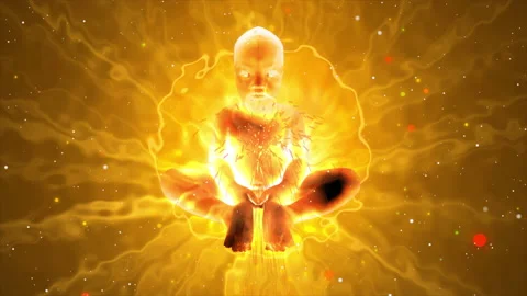 Enlightenment Meditation with light particle effect Stock-Footage 167296551