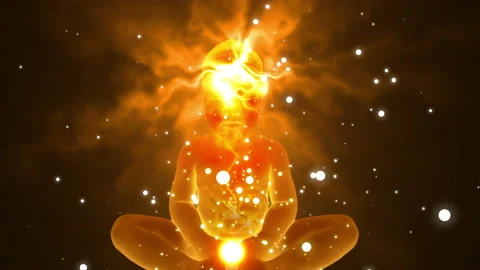 Enlightenment Meditation with light particle effect Video stock 167725758