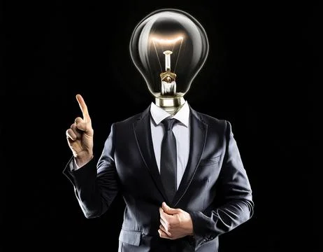 Enlightenment through inspiration, clarifying the origin of innovative ideas. Stock Illustration