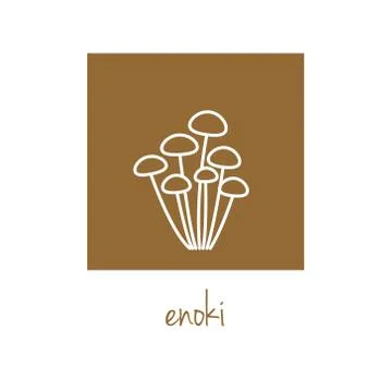 Enoki icon on brown square Stock Illustration