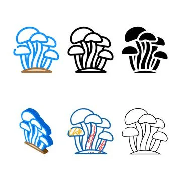 Enoki mushroom color icon vector simplified Stock Illustration