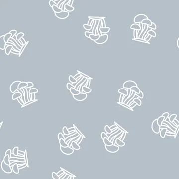 Enoki mushroom line vector seamless pattern Illustrazione stock