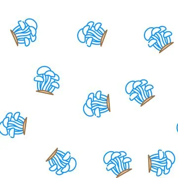 Enoki mushroom vector seamless pattern Stock Illustration