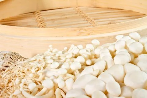 Enoki Mushrooms Stock Photos
